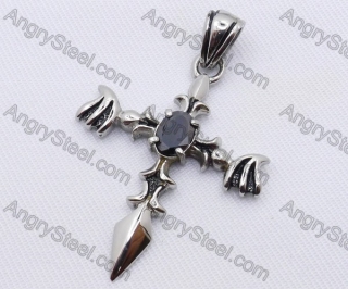 Stainless Steel Black Zircon Demon Wings Pendant KJP170041
