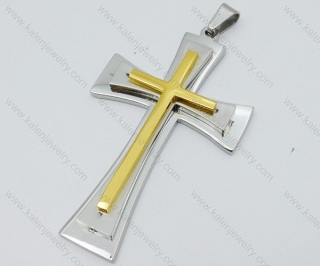 Stainless Steel Gold Cross Pendant - KJP050595