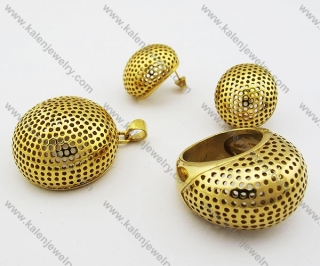 Gold Earrings, Ring & Pendant Jewelry Sets - KJS080011