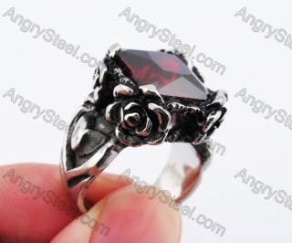 Stainless Steel Red Stone Ring KJR010238