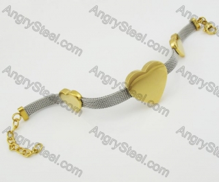 Gold Plating Stainless Steel Heart Bracelet KJB680050