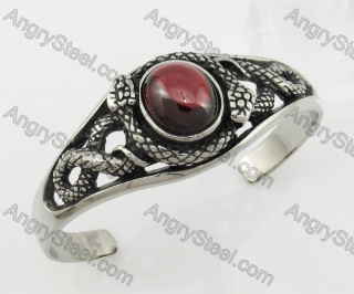Stainless Steel Snake Red Zircon Bangle KJB350131