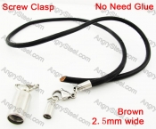 Steel Screw Clasp Leather Chain Necklace KJN790027