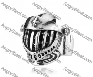 3 Parts Stainless Steel Warrior Helmet Skull Ring - KJR350162